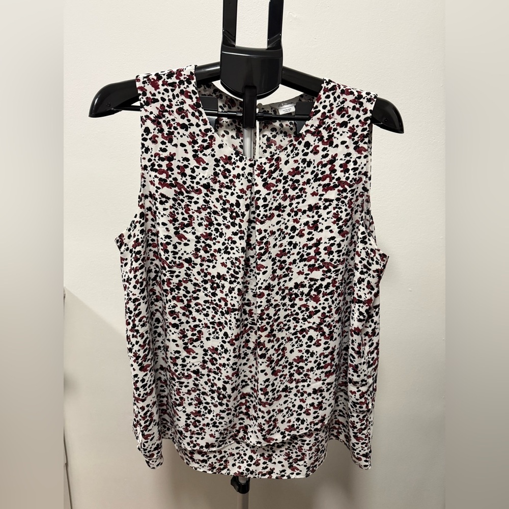 Reitmans The Relaxed Sleeveless Blouse XL Black Burgundy Print Work Top